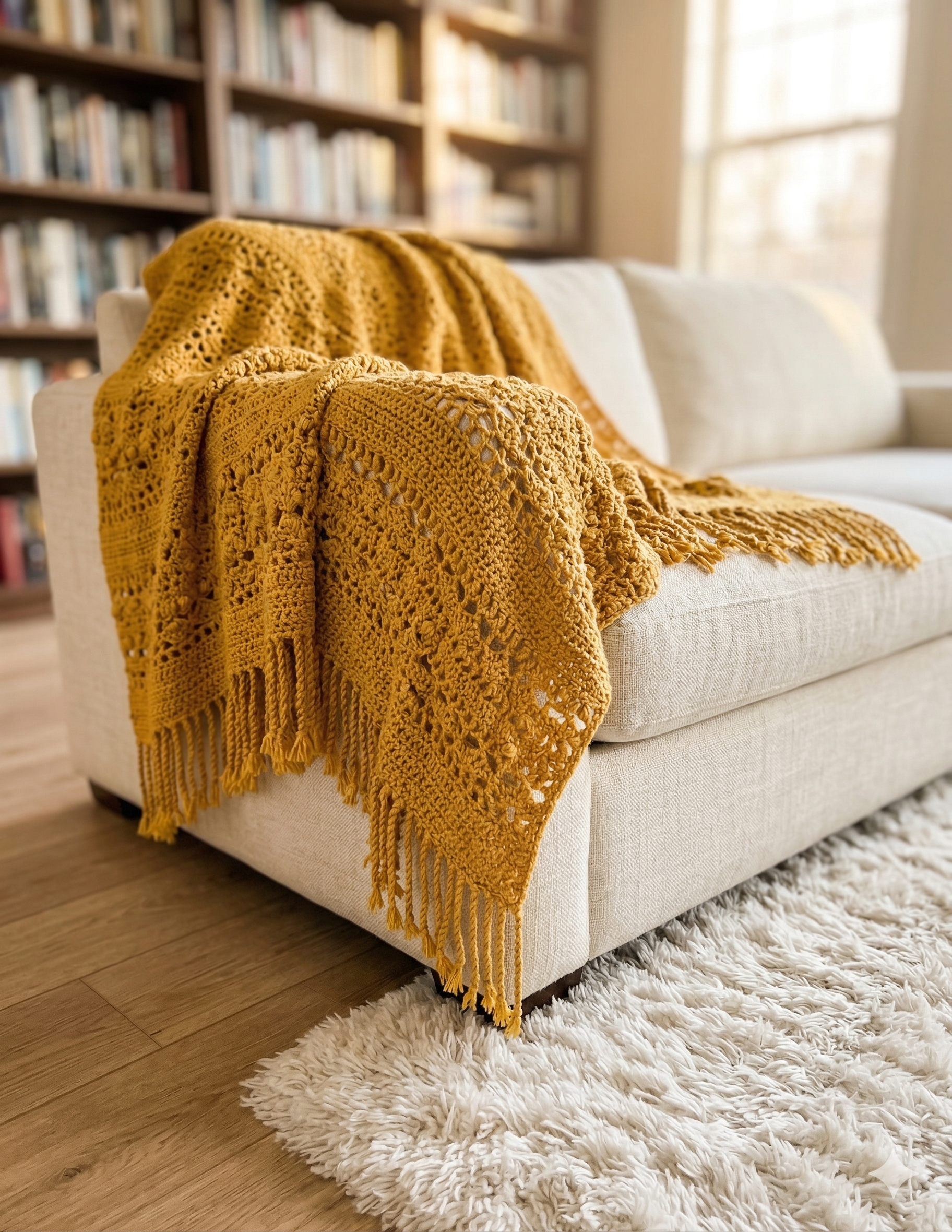 ¡Crea la joya de tu hogar! Teje la Manta Campos de Trigo a crochet. Un diseño artesanal único, cálido y elegante para transformar tu habitación. ¡Paso a paso aquí!