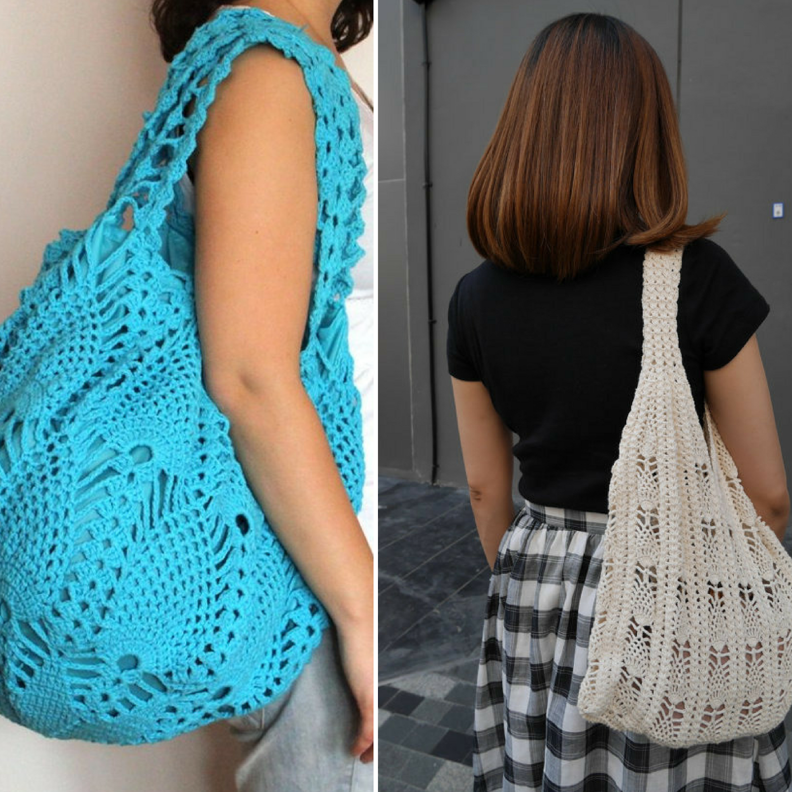 pueblo Alcanzar Disciplinario Bolsas de playa en crochet, punto piña - Crochetisimo