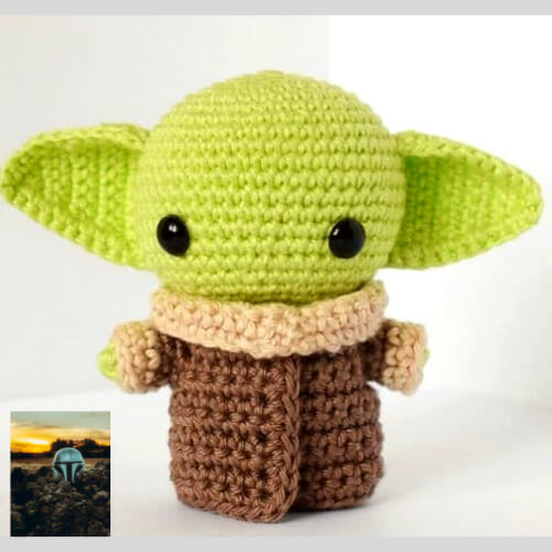 Peluche Baby Yoda, Grogu 14cm, tejido crochet amigurumi