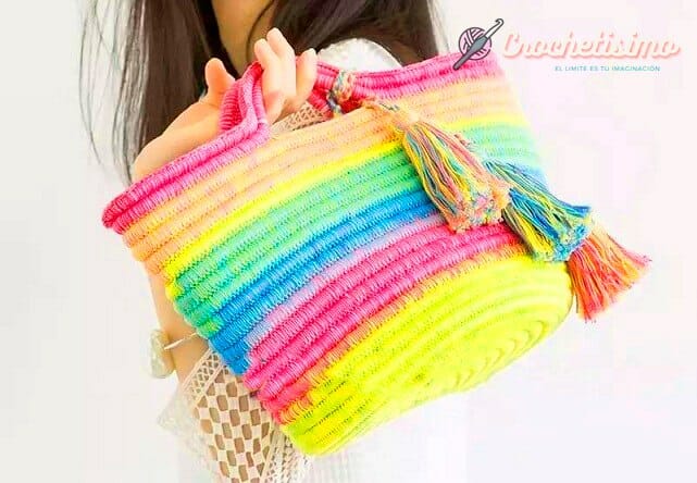 Bolsa Tejido de Cesta Patrón en Crochet Gratis