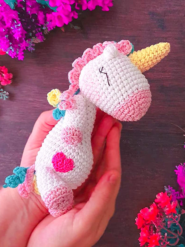 Patrón de crochet unicornio Patrón Amigurumi Juguete de bebé