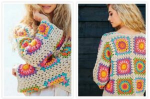 PATRÓN GRATIS Maravilloso Cardigan Aurora en Cuadros de la Abuela a Crochet