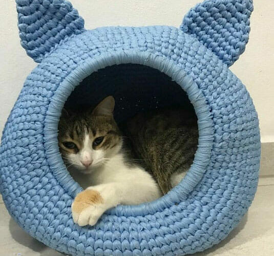 PATRÓN GRATIS Casa gatos con Trapillo a Crochet (Esquema) Crochetisimo