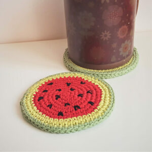 PATRÓN GRATIS Posa-Vasos  Sandía en Crochet