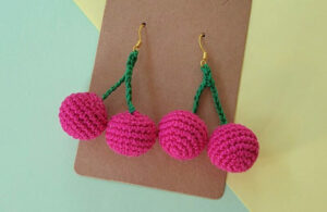 PATRÓN GRATIS Pendientes de Cerezas en Crochet