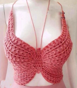 PATRON GRATIS Hermoso Top Mariposa en Crochet