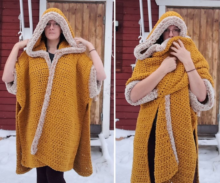 Poncho con Capucha en Crochet