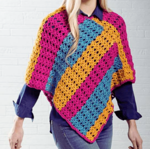 Poncho Punto Estrella en Crochet Patrón Gratis