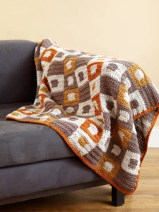 Manta afgana Cuadros Entrelazados Patrón en Crochet Gratis
