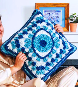 Almohada Ojo de la Abuela en Crochet Patron Gratis (Diagrama)