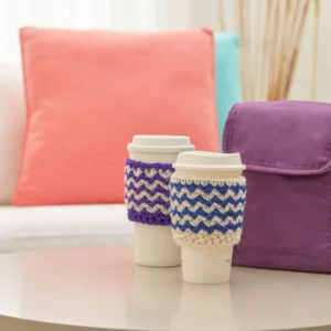 Funda para Taza Zigza Patrón en Crochet Gratis