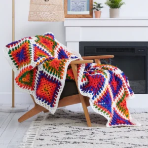Manta Cuadros de la Abuela Brillantes Patrón en Crochet Gratis
