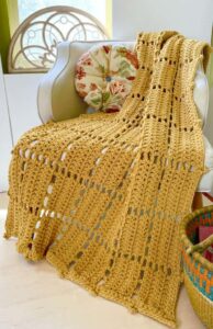 Manta Bloques en Punto Red Patrón en Crochet Gratis