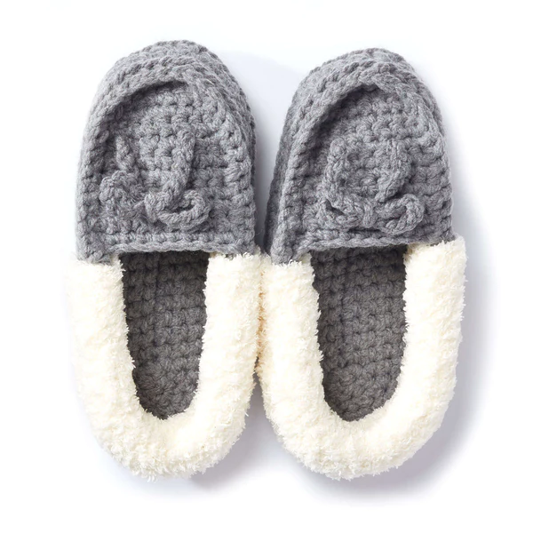 Zapatos Pantuflas a Crochet tamaño adulto Punto trenzas gruesas fácil de  tejer con gancho 