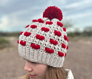 Gorro Popcorn del Amor Patrón en Crochet Gratis