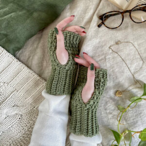 Mitones en Punto Musgo Patrón en Crochet Gratis (Video)