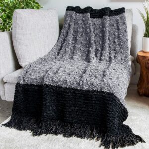 Manta Jaspe Negro en Crochet Patron Gratis