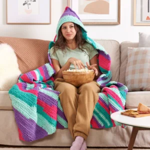 Manta con Capucha en Felpa Patrón en Crochet Gratis