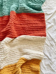 Patrón Gratis Manta de Bloques de Rayas en Crochet