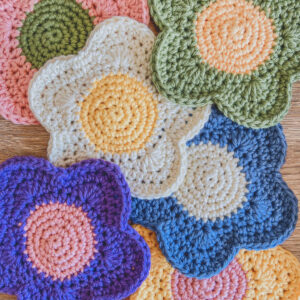 Posa Tazas Flor Margarita en Crochet Patrón Gratis