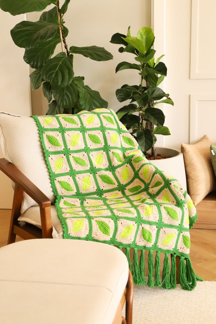 ¡EL BOSQUE EN TU SOFA! Manta Hojas Silvestres en Crochet PATRÓN GRATIS