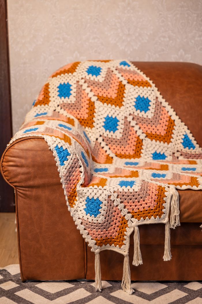 ¡Diseño Único! Manta Geométrica en Granny Hexagonal a Crochet PATRÓN
