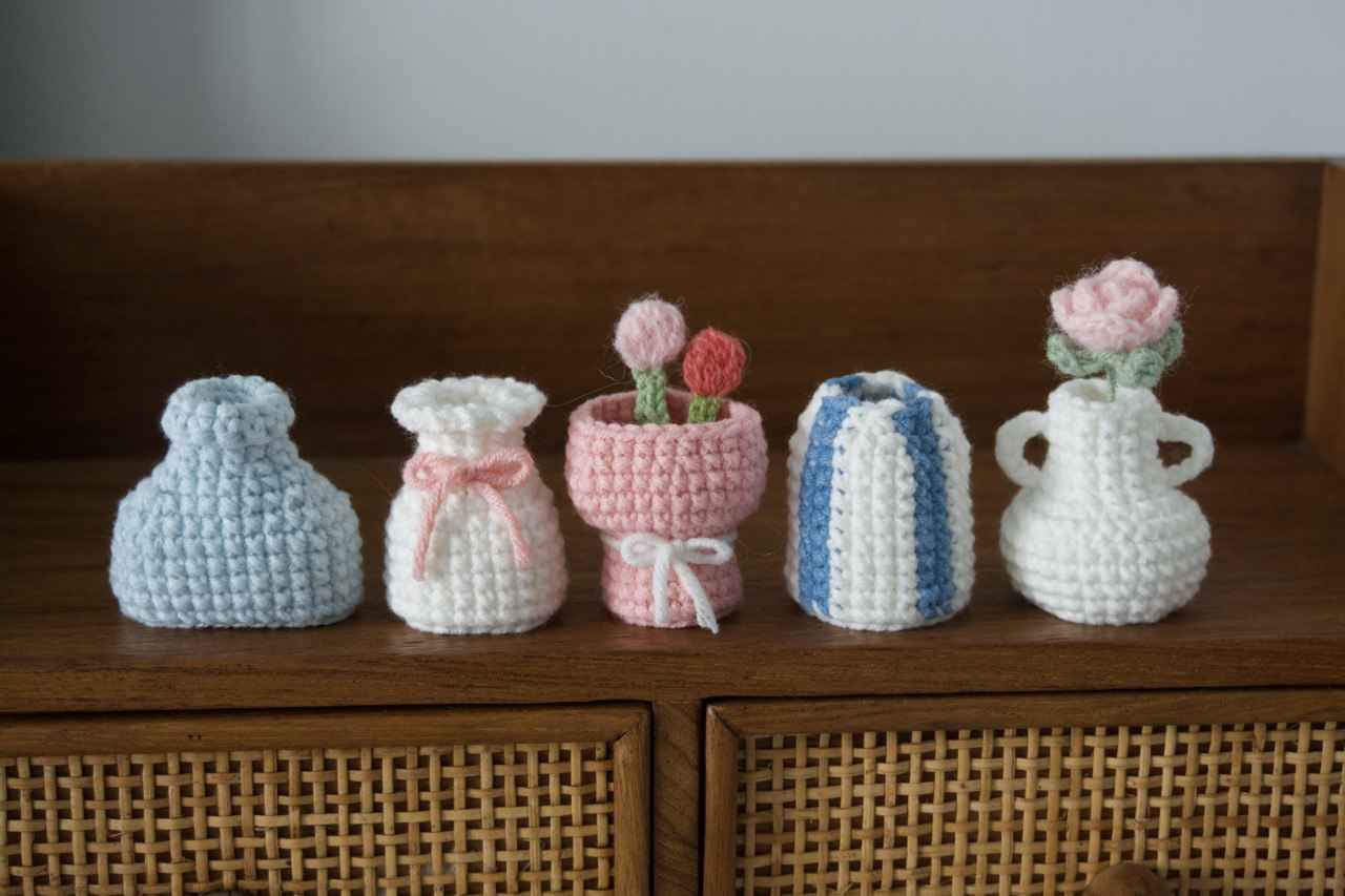 ¡Detalles que Enamoran! Mini Floreros en Crochet Proyectó Cute