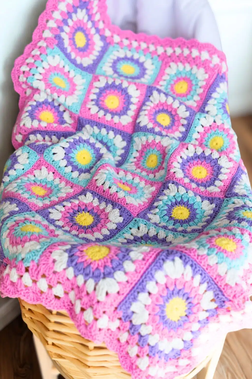 ¡Exclusivo y Mágico! Manta de Bebé Granny Sol Silvestre en Crochet