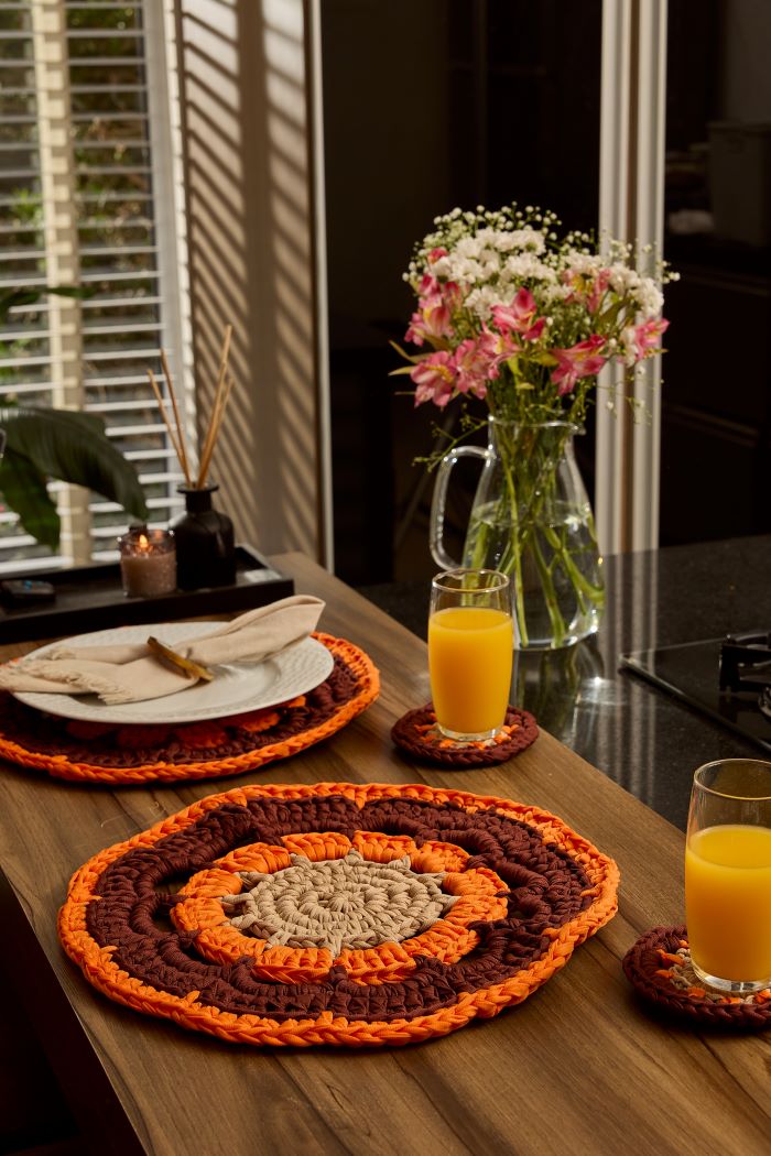 ¡No es Solo crochet es Diseño! Set Style de Mantel y Posavasos