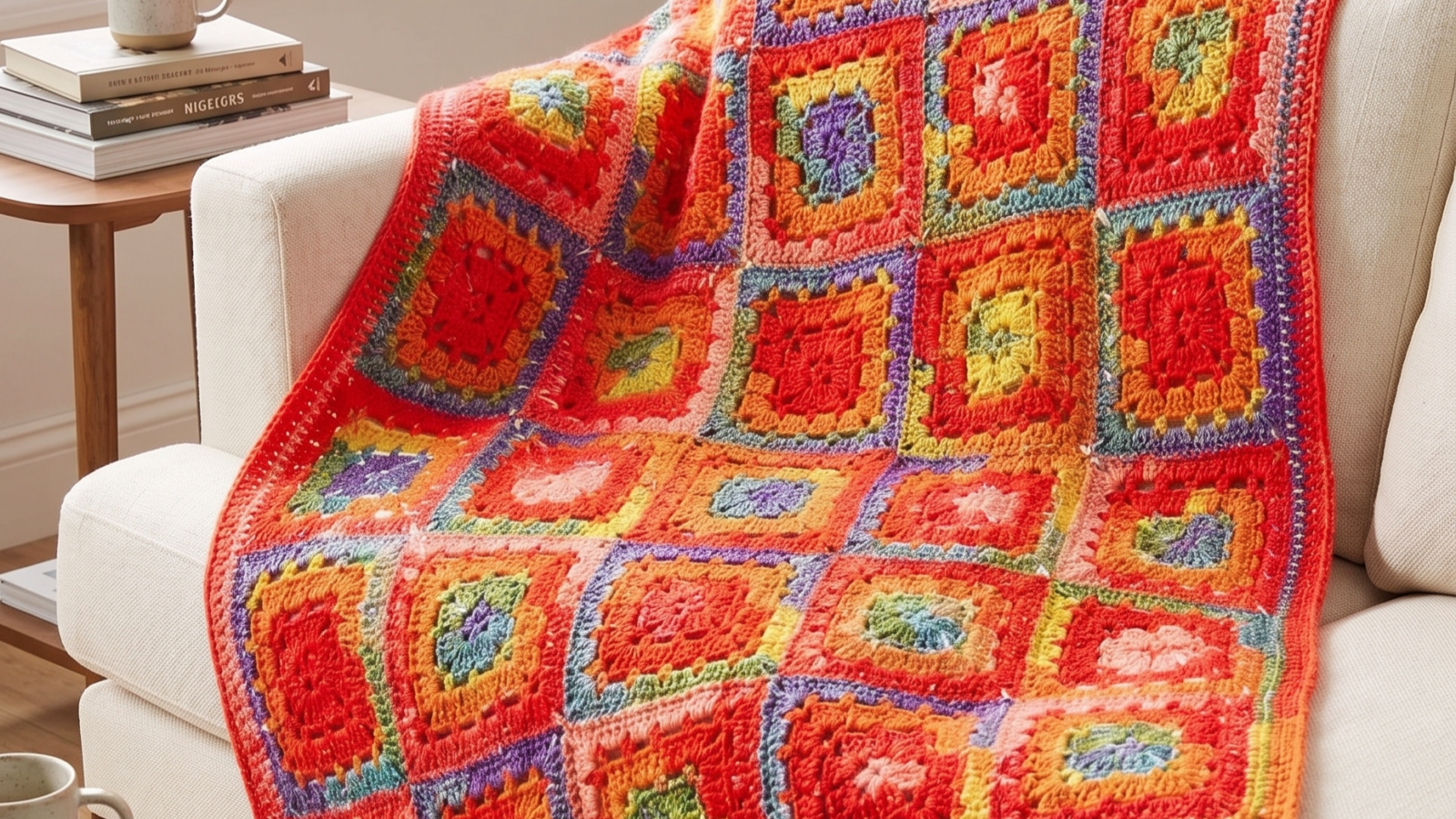Manta Alegría a Crochet con Motivos de Colores Paso a Paso