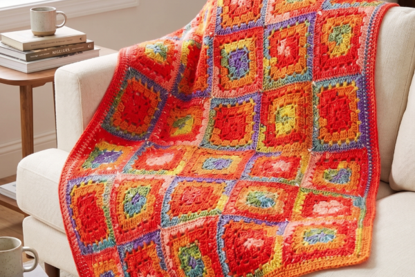 Manta Alegría a Crochet con Motivos de Colores Paso a Paso