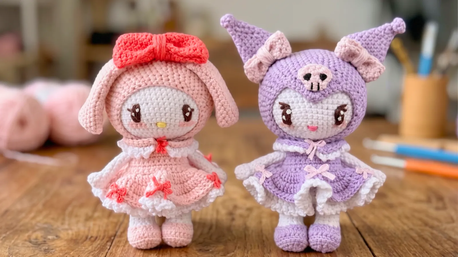 Teje a My Melody y Kuromi Amigurumi (Patrón Gratis) 🐰🎀