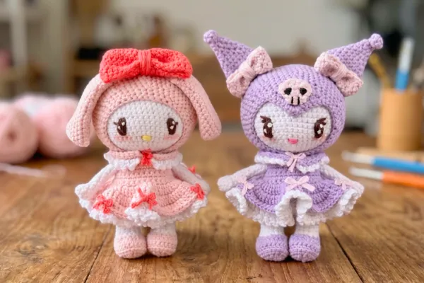 Teje a My Melody y Kuromi Amigurumi (Patrón Gratis) 🐰🎀