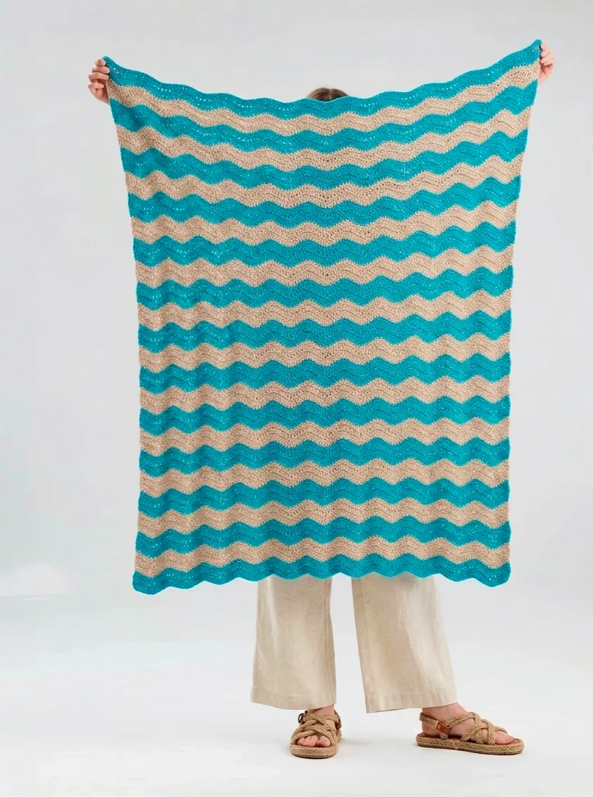 Teje la Mantas Olas Marinas en Crochet (Patron Gratis) 🌊⛱️