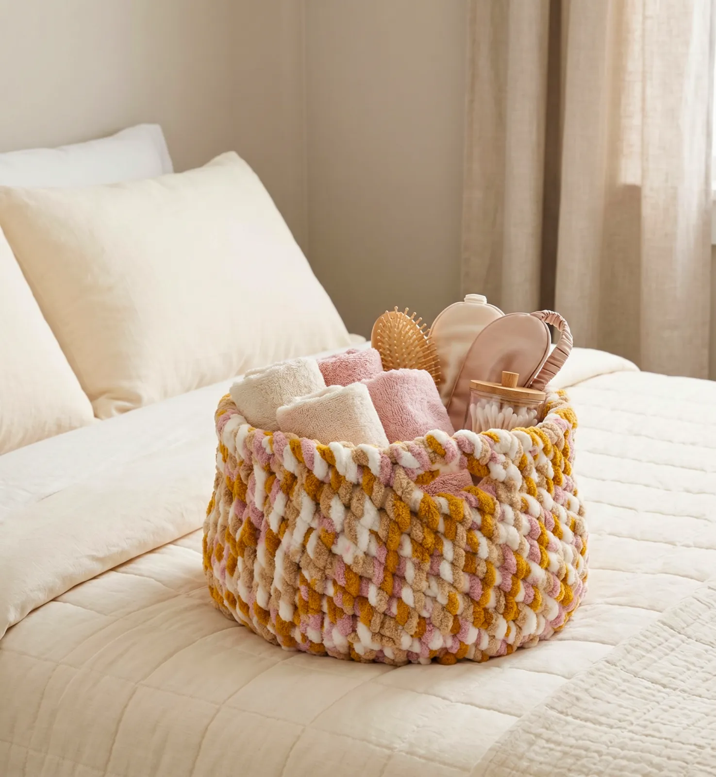 Cesta Organizadora de Dormitorio a Crochet (Patron Gratis)