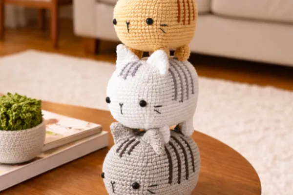 Teje los Gatitos Kawaii de Rayas Amigurumi (Patrón Gratis)