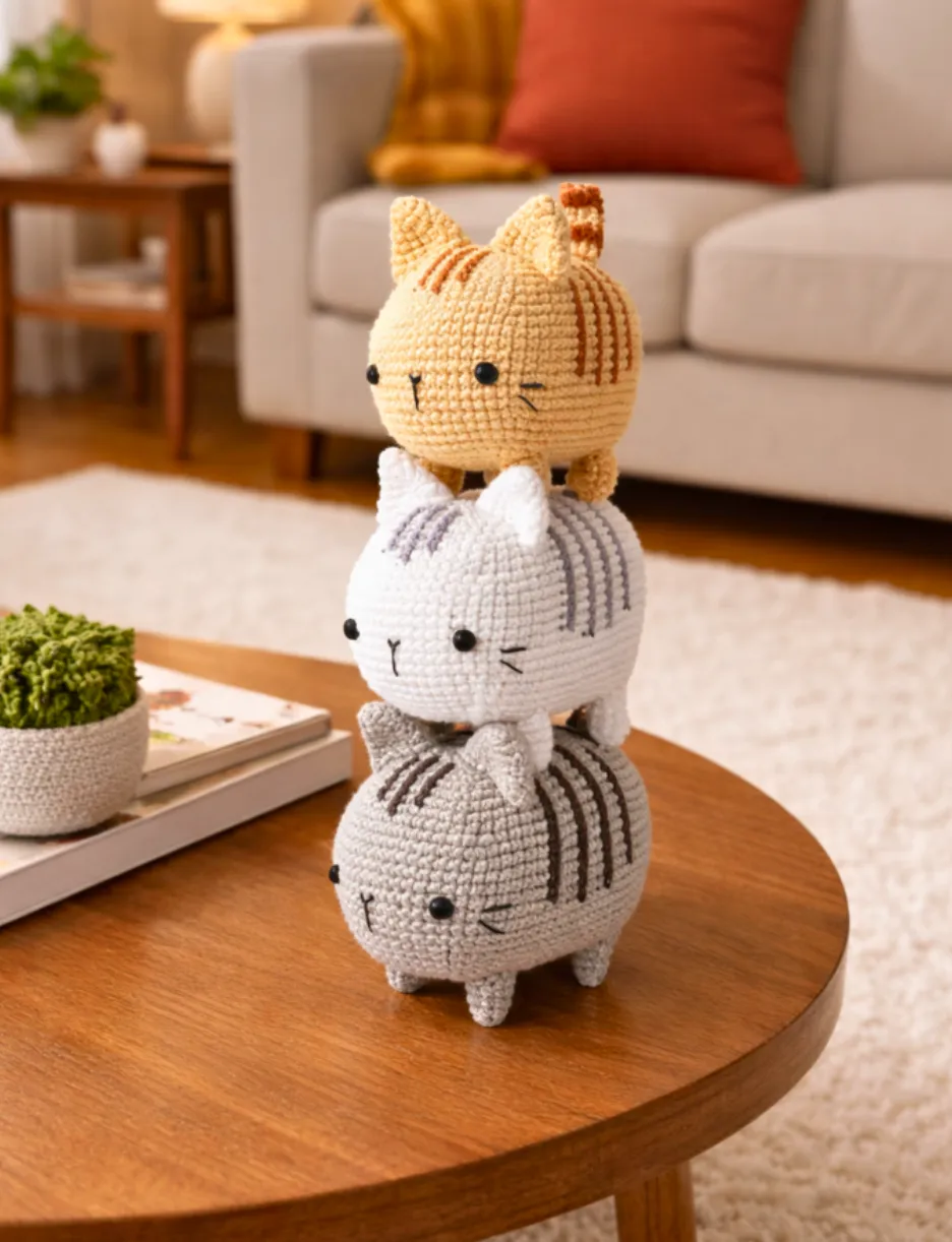 Teje los Gatitos Kawaii de Rayas Amigurumi (Patrón Gratis)