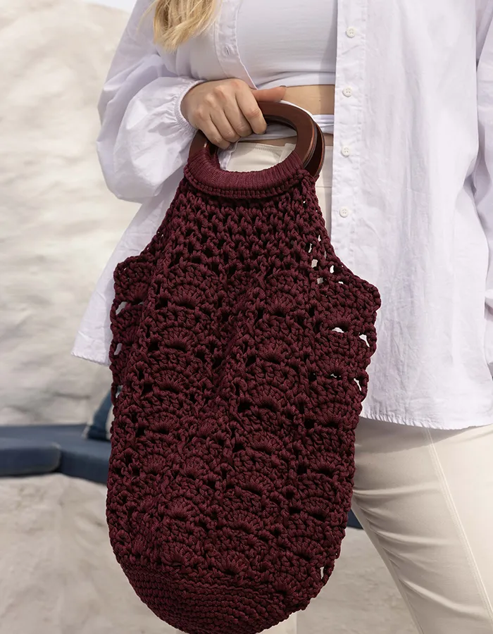 Teje la Bolsa Emilie en Punto Abanico Facil y Rapida!