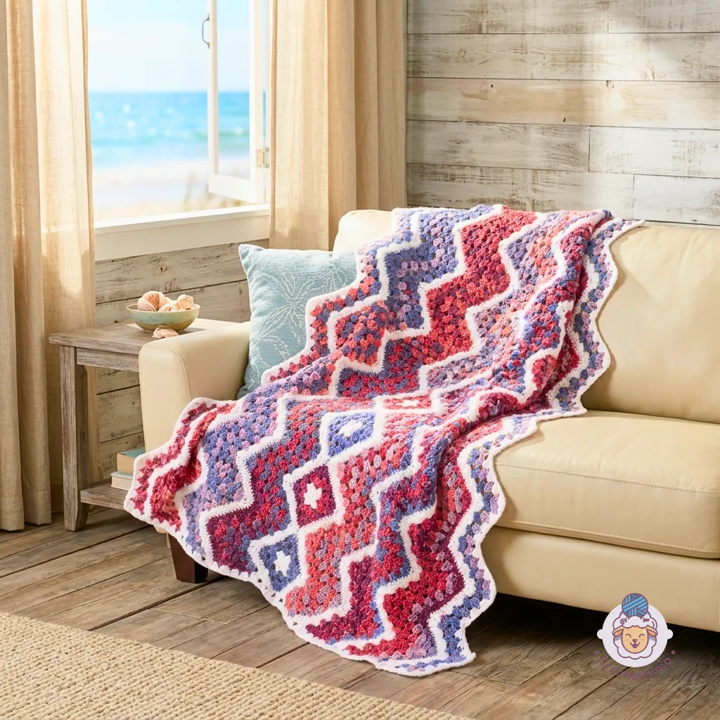 Teje la Manta Granny Zig-zag en Crochet (Patron Gratis)