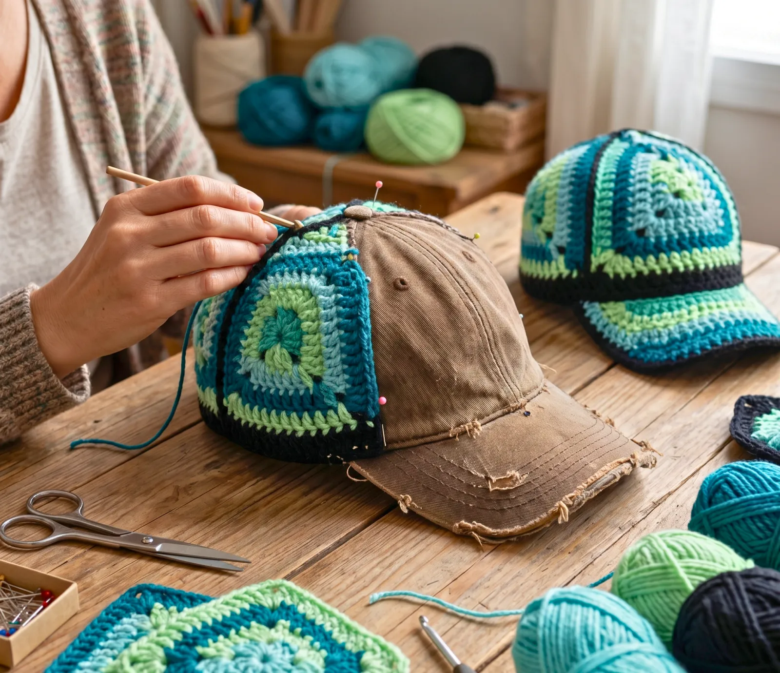 Gorra Reciclada en Motivos Granny a Crochet (Patrón Gratis)