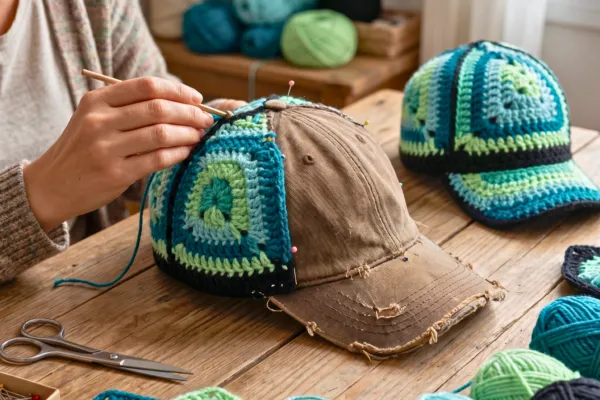 Gorra Reciclada en Motivos Granny a Crochet (Patrón Gratis)
