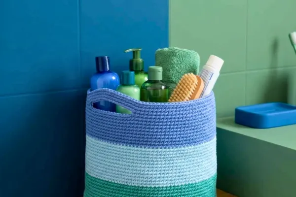 Teje la Cesta de Almacenamiento para Baños (Patrón Gratis)