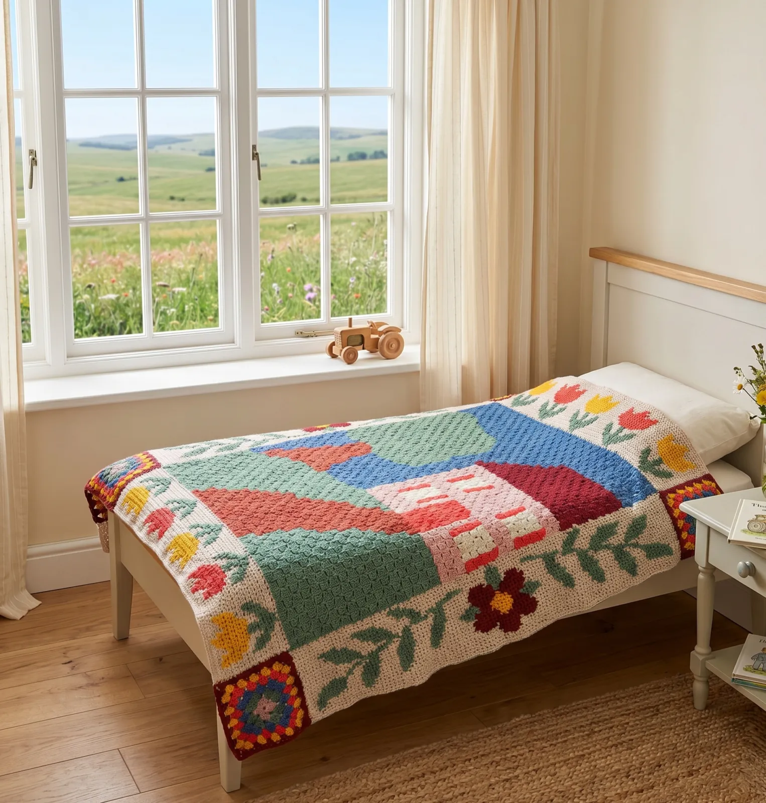 Teje la Manta Casa de Campo en Crochet (Patron Gratis)