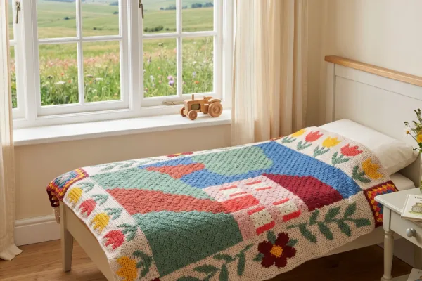 Teje la Manta Casa de Campo en Crochet (Patron Gratis)