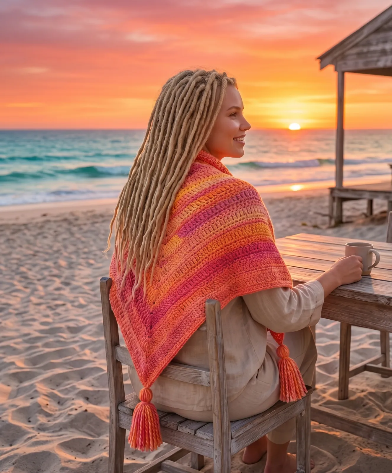 Teje el Chal Atardecer de Verano en Crochet (Patron Gratis)