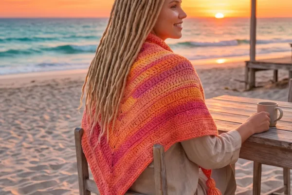 Teje el Chal Atardecer de Verano en Crochet (Patron Gratis)