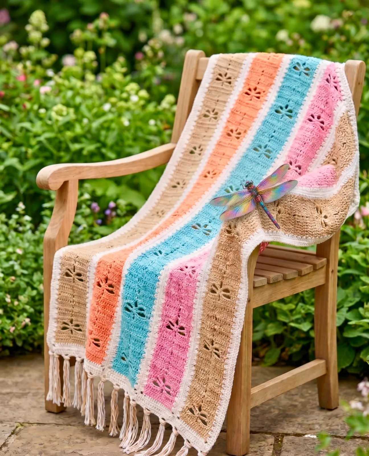 Manta Libélula un Diseño Sensacional a Crochet (Patrón Gratis)