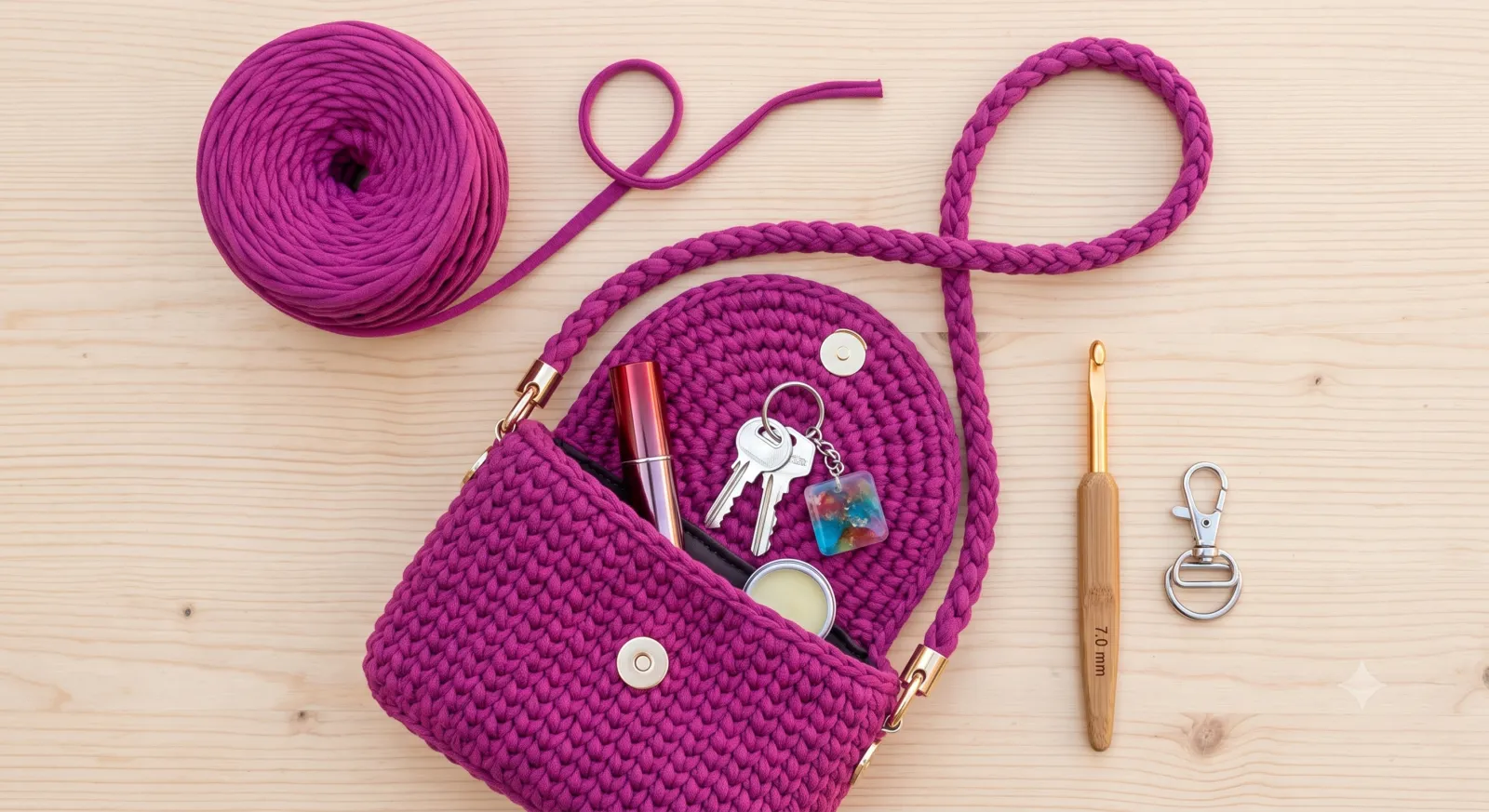 Teje la Mini Bolsa Mily de Trapillo a Crochet Chic (Patrón Gratis)