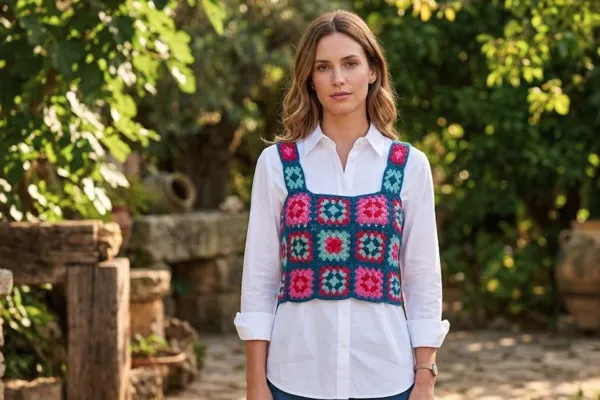 Teje el Top Anita en Crochet Retro más Coqueto (Patrón Gratis)