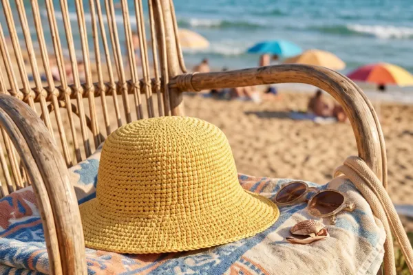 Teje Sombrero Playero en Rafia a Crochet Fácil (Patrón Gratis)
